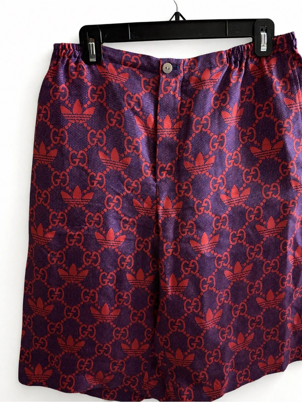 adidas x Gucci GG Trefoil Silk Shirt & Shorts Set IT 50